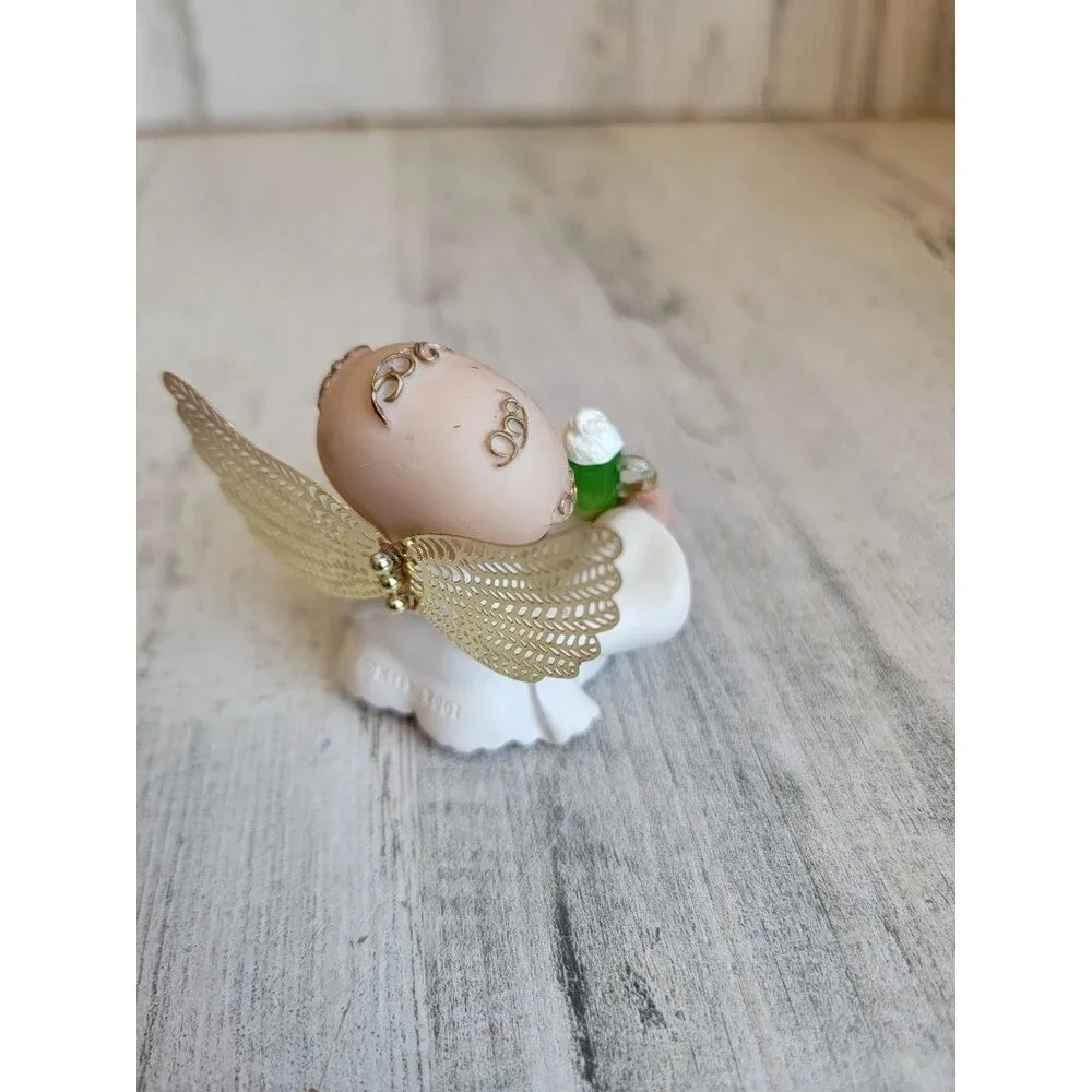 Vintage angel cheeks green beer mustache figure xmas‎